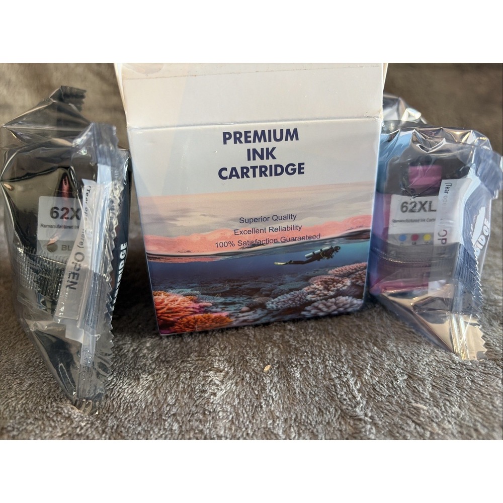 62XL Black & 62XLCMY Color Ink Combo Pack For HP Printers